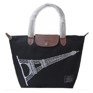 法國代買Longchamp精品包包折扣Sac Longchamp Pliage Tour-Eiffel Noir